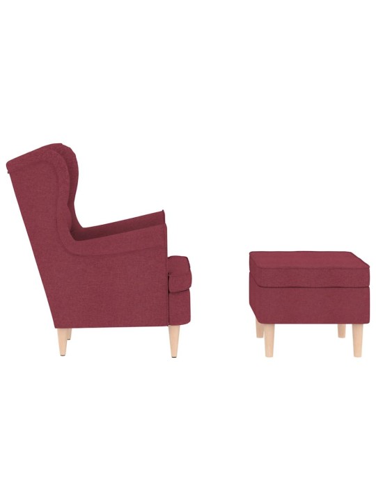 Křeslo s podnožkou vínové textil