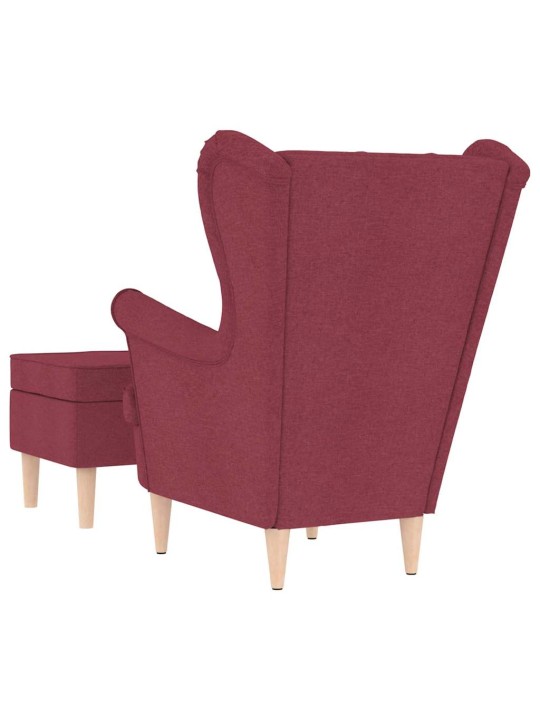 Křeslo s podnožkou vínové textil