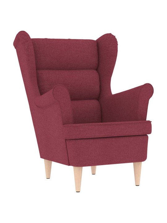 Křeslo s podnožkou vínové textil