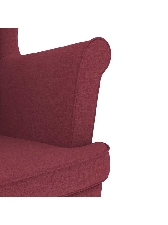 Křeslo s podnožkou vínové textil