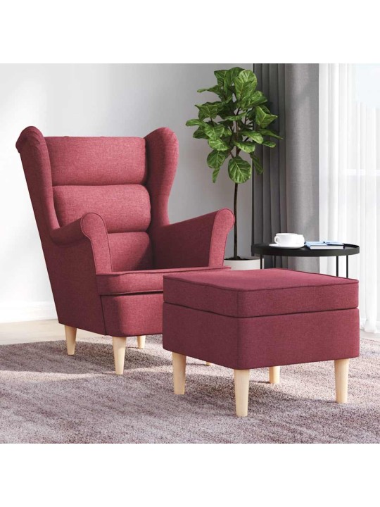 Křeslo s podnožkou vínové textil