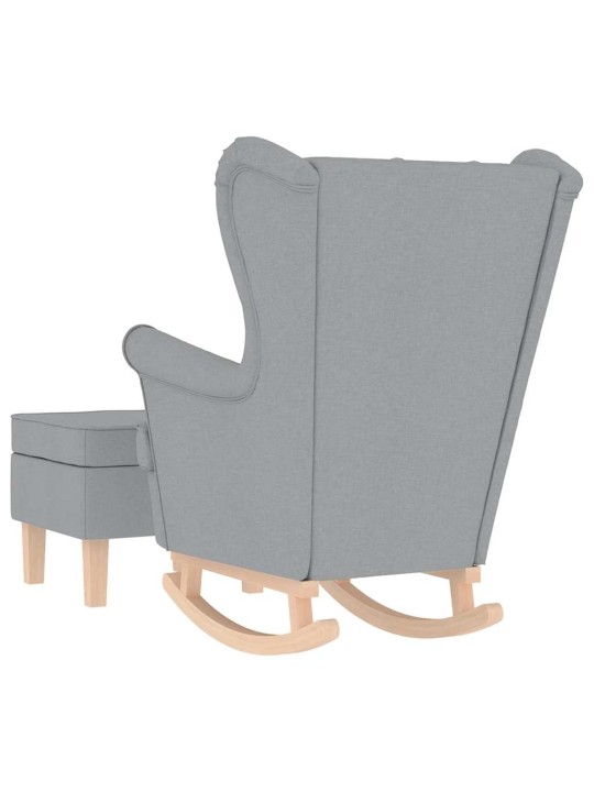 Houpací křeslo s podnožkou světle šedé textil