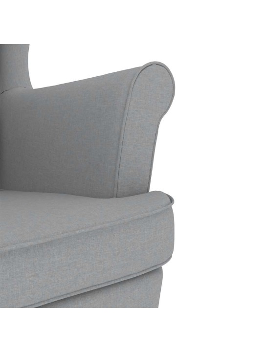 Houpací křeslo s podnožkou světle šedé textil