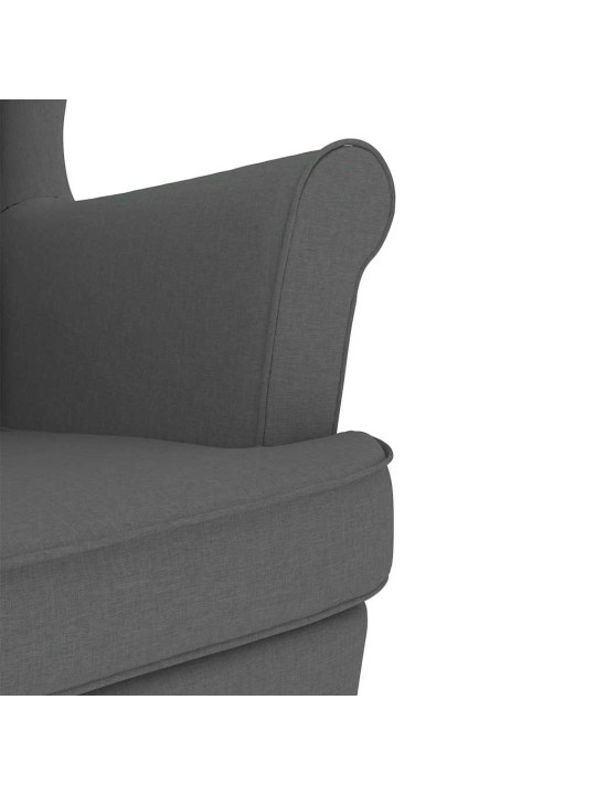 Houpací křeslo s podnožkou tmavě šedé textil