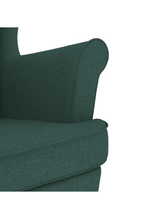 Houpací křeslo s podnožkou tmavě zelené textil