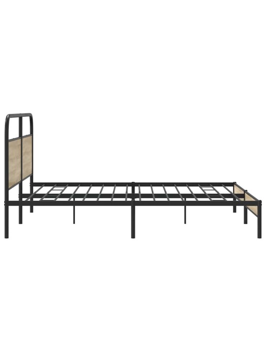 Kovový rám postele bez matrace kouřový dub 180 x 200 cm