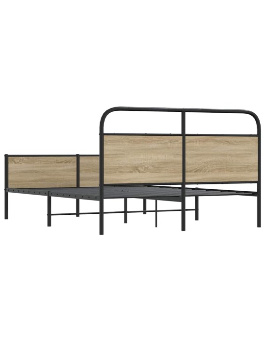 Kovový rám postele bez matrace kouřový dub 160 x 200 cm