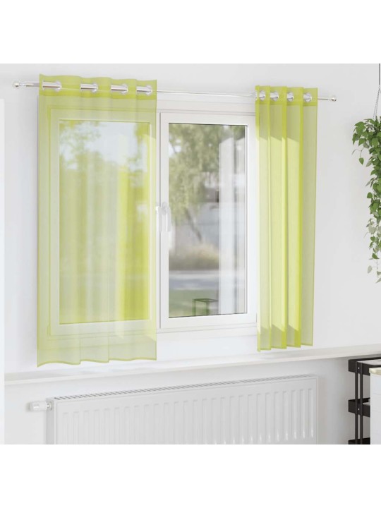 Voálové závěsy s průchodkami 2 ks apple green 140x140 cm