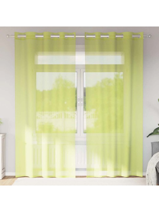 Voálové záclony s průchodkami 2 ks jablečně zelená 140x225 cm