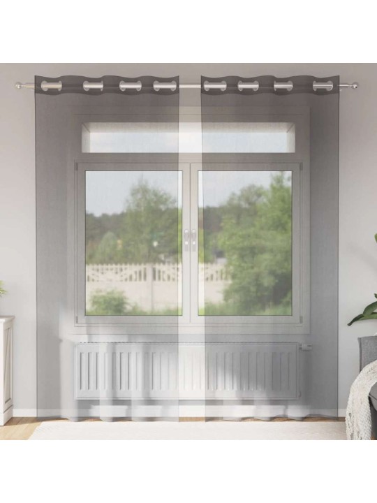Voálové záclony s průchodkami 2 ks tmavě šedá 140x245 cm