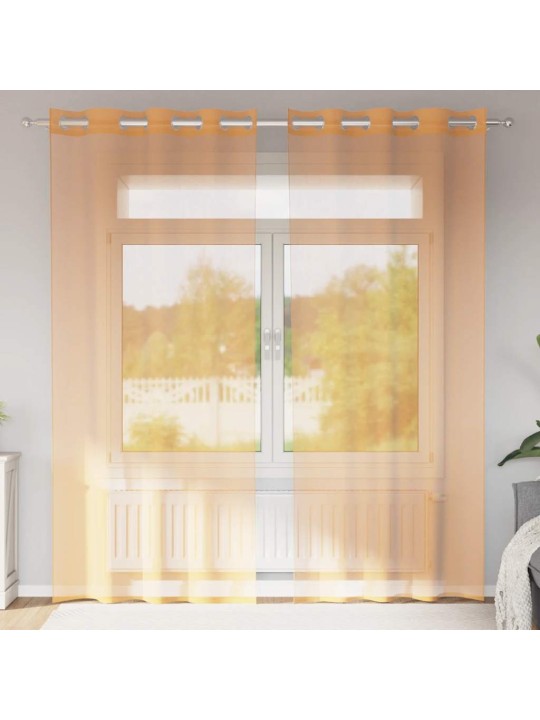 Voálové záclony s průchodkami 2 ks oranžová 140x225 cm