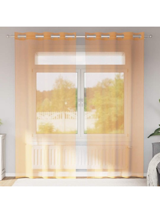 Voálové záclony s průchodkami 2 ks oranžová 140x245 cm