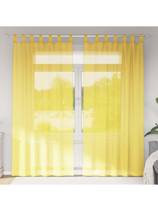 Voálové závěsy s poutky 2 ks žluté 140x245 cm