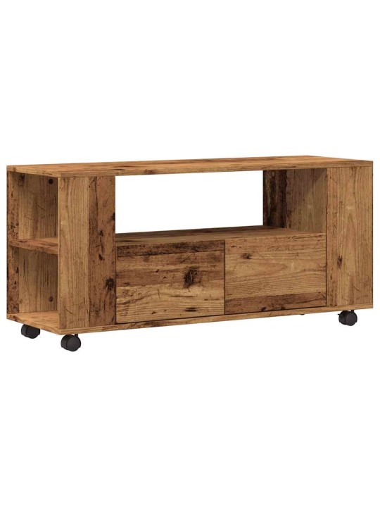 Tv skříňka na kolečkách old wood 102 x 34,5 x 43 cm kompozit
