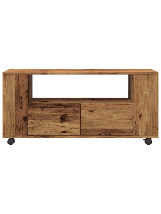 Tv skříňka na kolečkách old wood 102 x 34,5 x 43 cm kompozit