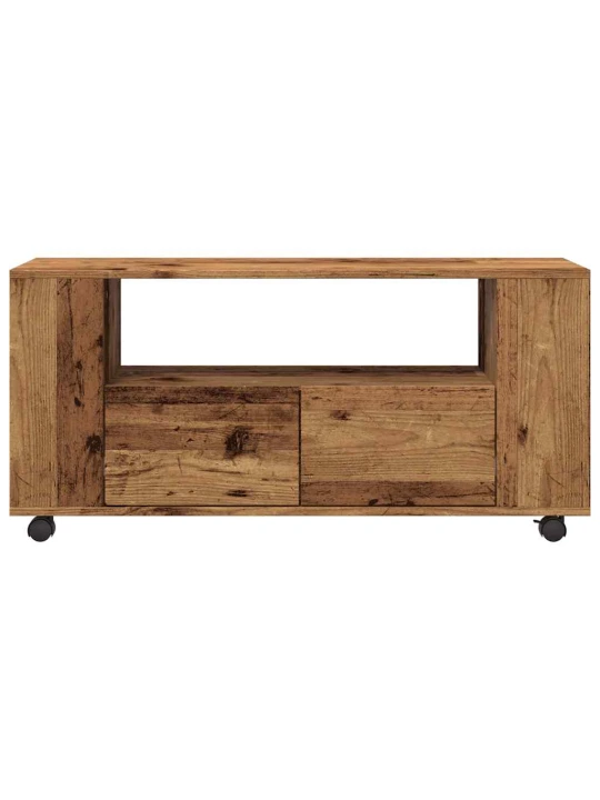 Tv skříňka na kolečkách old wood 102 x 34,5 x 43 cm kompozit