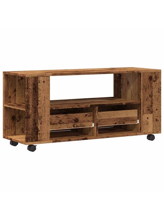 Tv skříňka na kolečkách old wood 102 x 34,5 x 43 cm kompozit