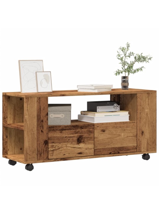 Tv skříňka na kolečkách old wood 102 x 34,5 x 43 cm kompozit