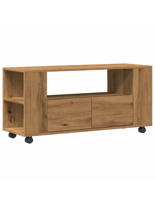 Tv skříňka na kolečkách dub artisan 102 x 34,5 x 43 cm kompozit