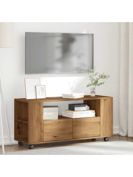 Tv skříňka na kolečkách dub artisan 102 x 34,5 x 43 cm kompozit