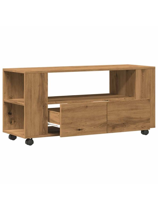 Tv skříňka na kolečkách dub artisan 102 x 34,5 x 43 cm kompozit