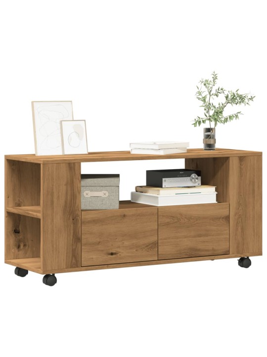 Tv skříňka na kolečkách dub artisan 102 x 34,5 x 43 cm kompozit