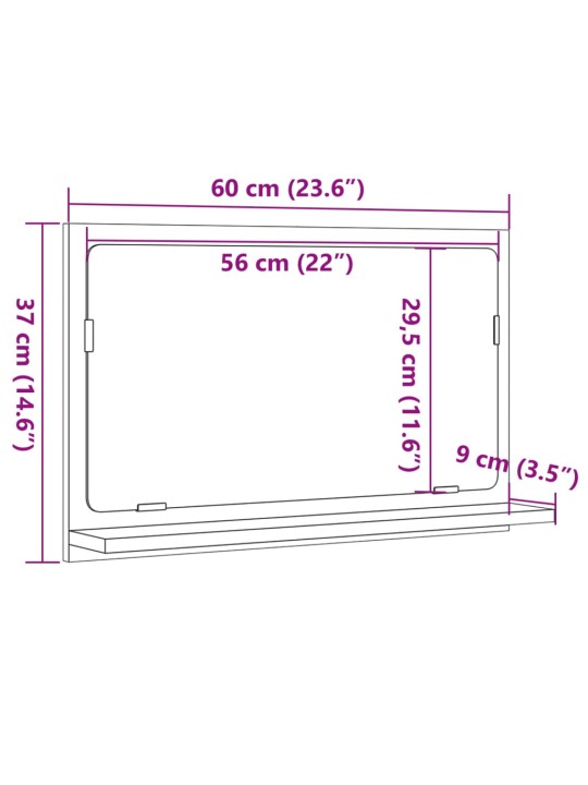 Koupelnová skříňka se zrcadlem old wood 60x11x37 cm kompozit