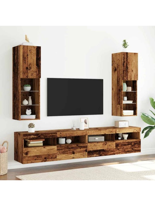 Tv skříňky s led osvětlením 2 ks old wood 30,5 x 30 x 102 cm