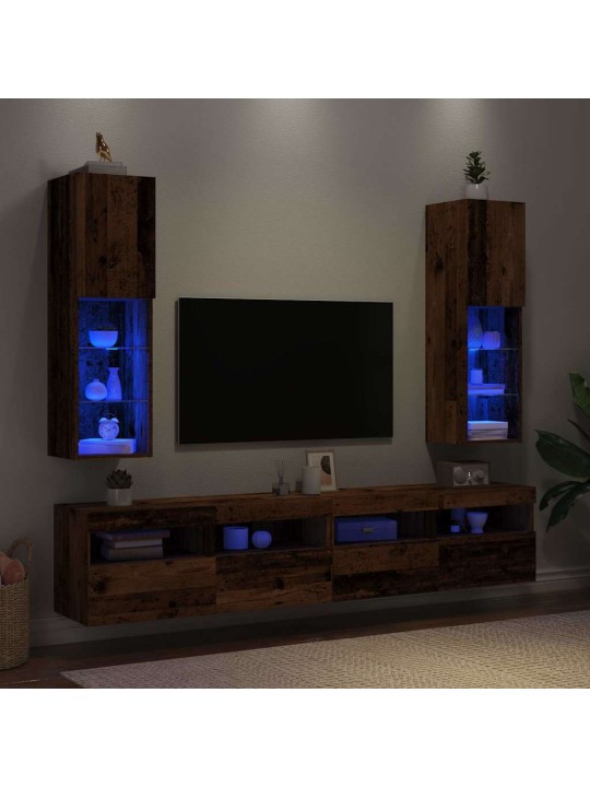 Tv skříňky s led osvětlením 2 ks old wood 30,5 x 30 x 102 cm