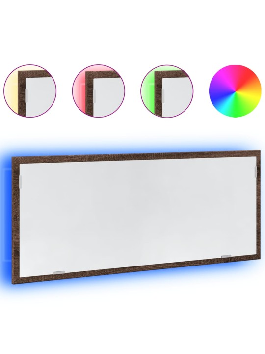Koupelnové zrcadlo s led hnědý dub 100 x 8,5 x 37 cm kompozit