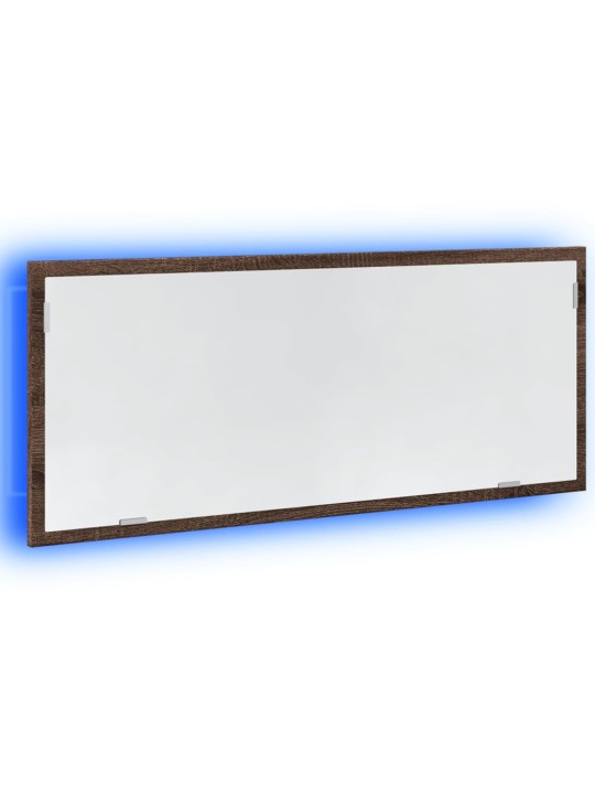 Koupelnové zrcadlo s led hnědý dub 100 x 8,5 x 37 cm kompozit