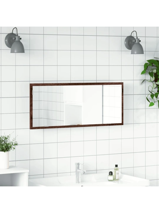 Koupelnové zrcadlo s led hnědý dub 100 x 8,5 x 37 cm kompozit