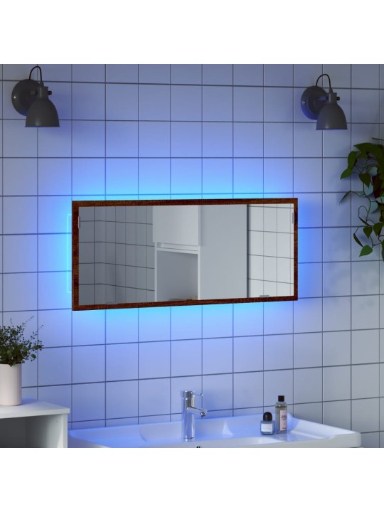 Koupelnové zrcadlo s led hnědý dub 100 x 8,5 x 37 cm kompozit