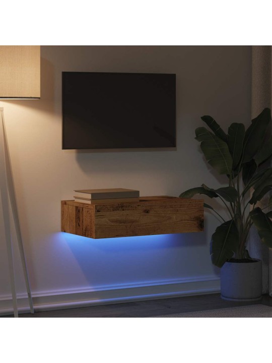 TV skříňka s LED osvětlením old wood 60 x 35 x 15,5 cm
