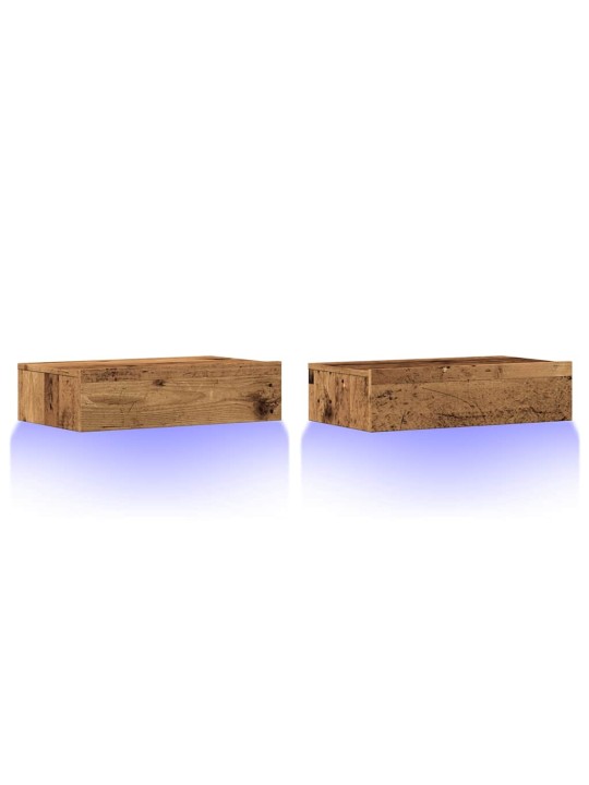 TV skříňky s LED osvětlením 2 ks old wood 60 x 35 x 15,5 cm