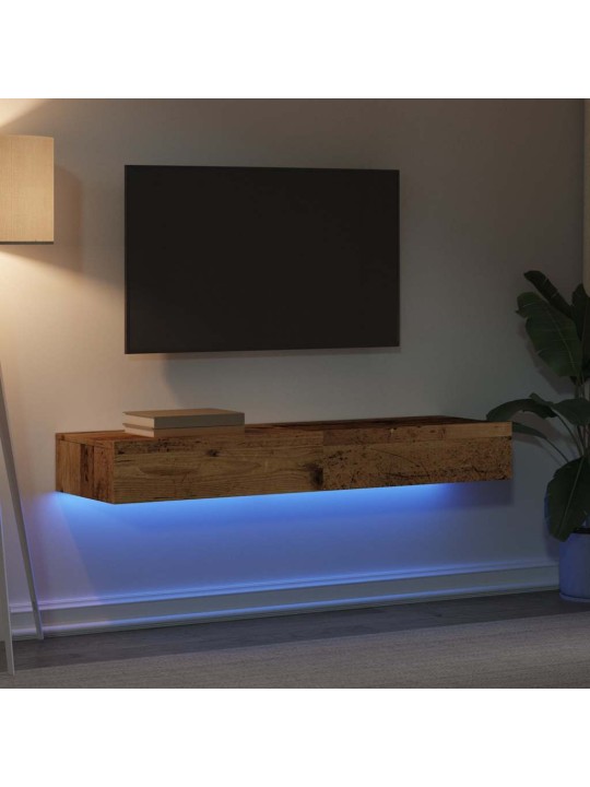 TV skříňky s LED osvětlením 2 ks old wood 60 x 35 x 15,5 cm