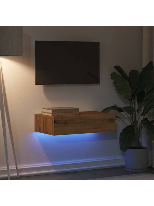 TV skříňka s LED osvětlením dub artisan 60 x 35 x 15,5 cm