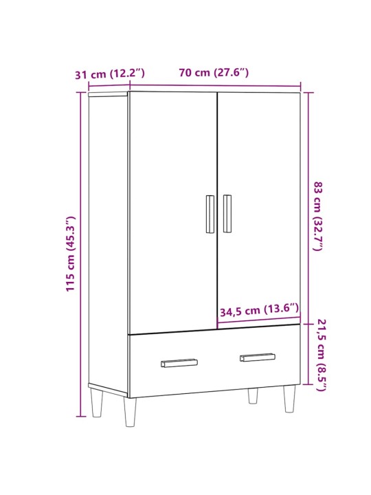 Highboard old wood 70 x 31 x 115 cm kompozitní dřevo