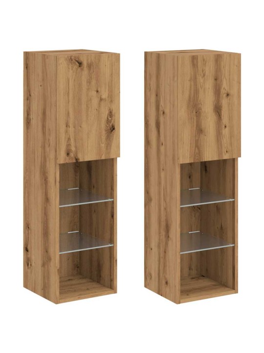 Tv skříňky s led osvětlením 2 ks dub artisan 30,5 x 30 x 102 cm
