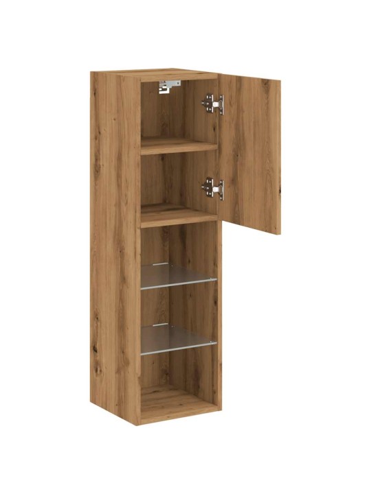 Tv skříňky s led osvětlením 2 ks dub artisan 30,5 x 30 x 102 cm