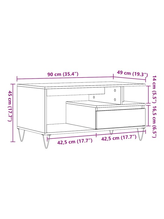 Konferenční stolek dub artisan 90 x 49 x 45 cm kompozitní dřevo