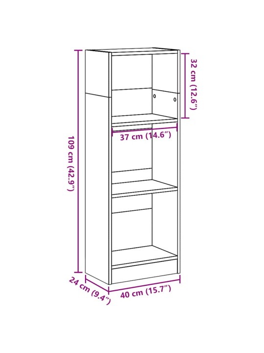 Knihovna bílá s vysokým leskem 40x24x109 cm kompozitní dřevo