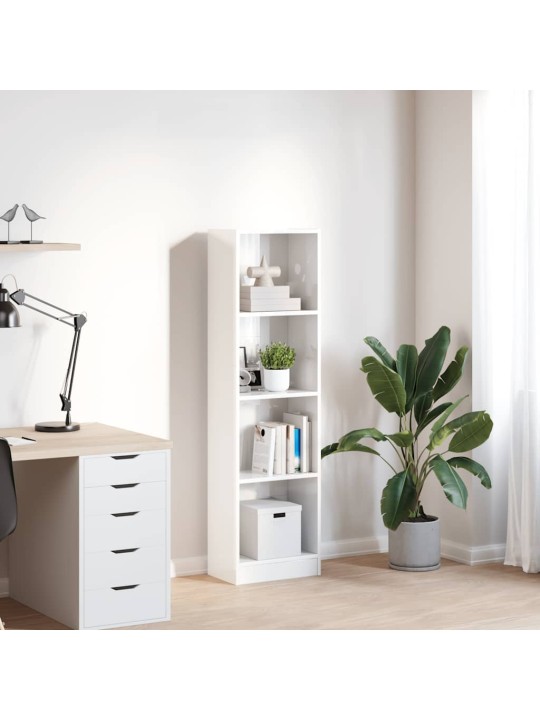 Knihovna bílá s vysokým leskem 40x24x143 cm kompozitní dřevo