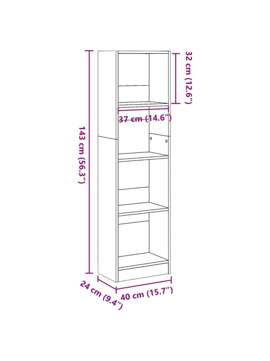 Knihovna bílá s vysokým leskem 40x24x143 cm kompozitní dřevo