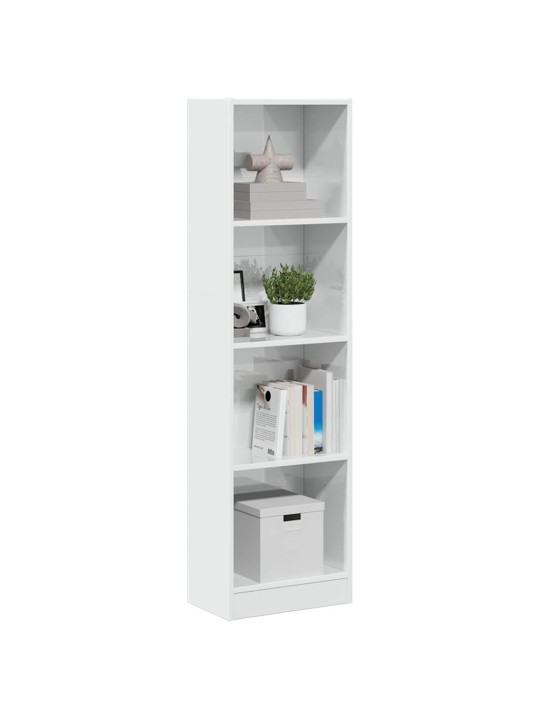 Knihovna bílá s vysokým leskem 40x24x143 cm kompozitní dřevo