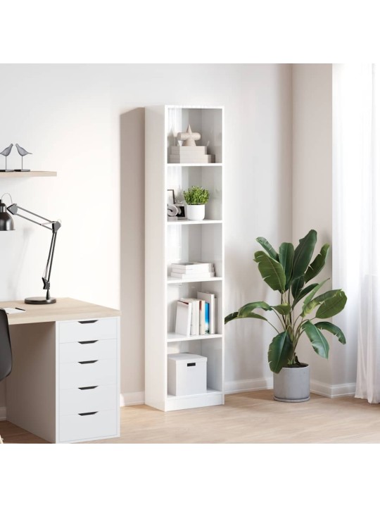Knihovna bílá s vysokým leskem 40x24x176 cm kompozitní dřevo
