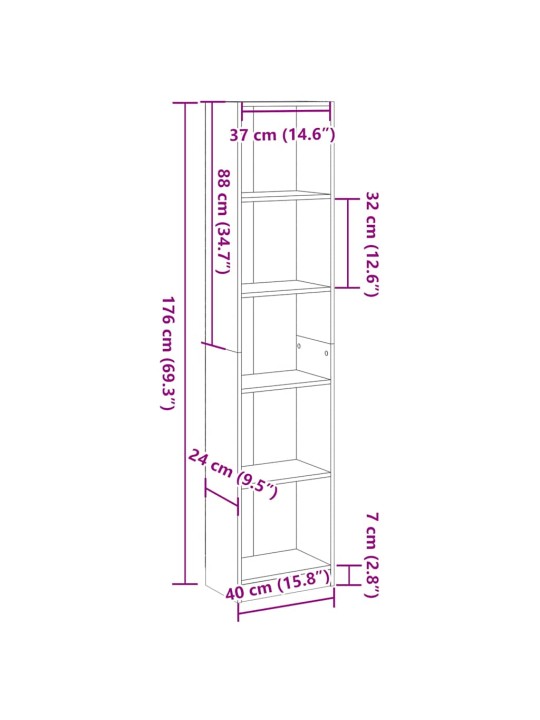 Knihovna bílá s vysokým leskem 40x24x176 cm kompozitní dřevo