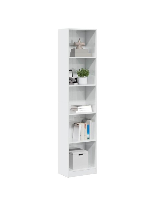 Knihovna bílá s vysokým leskem 40x24x176 cm kompozitní dřevo