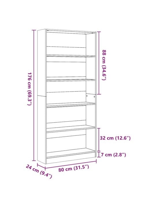 Knihovna bílá s vysokým leskem 80x24x176 cm kompozitní dřevo