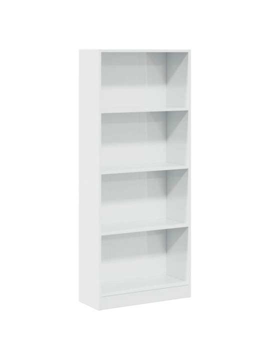 Knihovna bílá s vysokým leskem 60x24x143 cm kompozitní dřevo